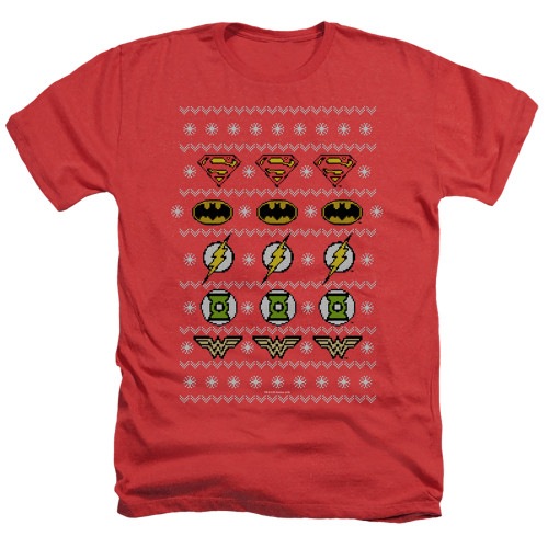 Image for Justice League of America Heather T-Shirt - Justice Shields Christmas Sweater