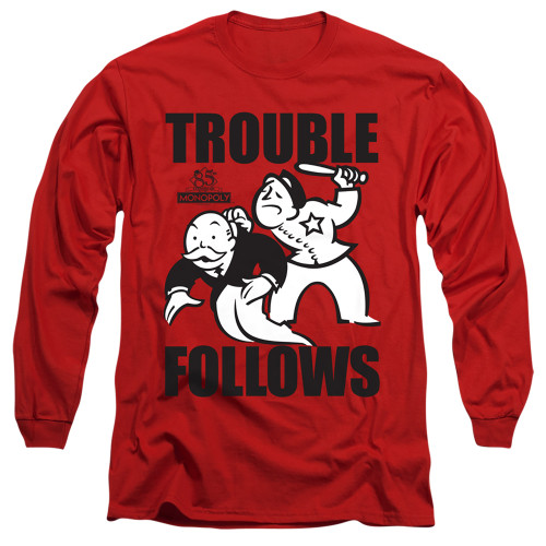 Image for Monopoly Long Sleeve T-Shirt - Trouble Follows