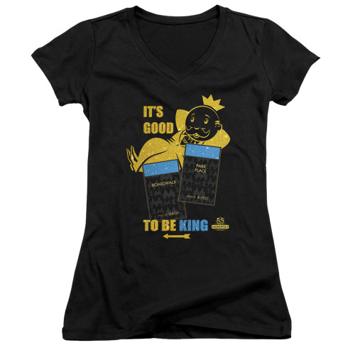 Image for Monopoly Girls V Neck T-Shirt - It's Good to be King