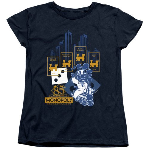 Image for Monopoly Woman's T-Shirt - The True Railroad Tycoon