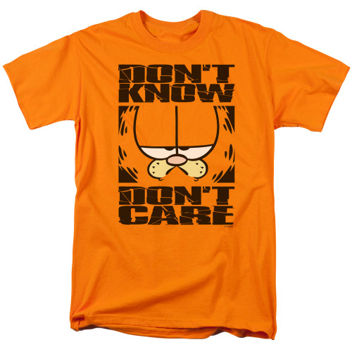 Image for Garfield T-Shirt - Don't Know Don't Care on Orange