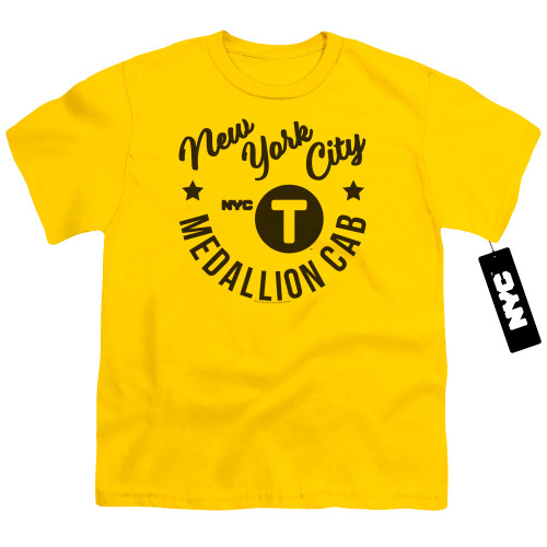 Image for New York City Youth T-Shirt - NYC Hipster Taxi Tee on Yellow