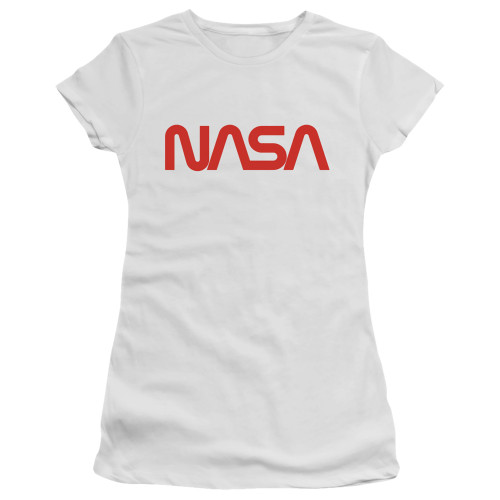 Image for NASA Girls T-Shirt - Worm Logo on White