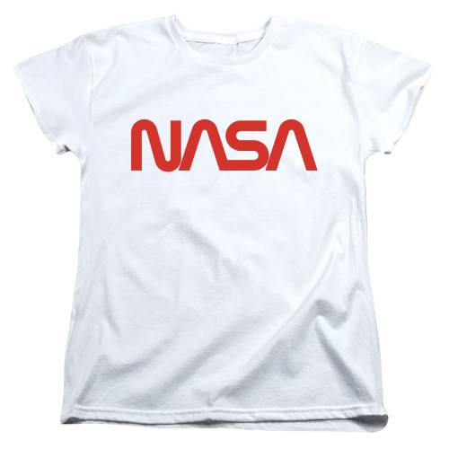 Image for NASA Womans T-Shirt - Worm Logo on White