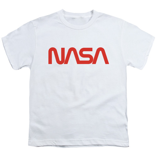 Image for NASA Youth T-Shirt - Worm Logo on White