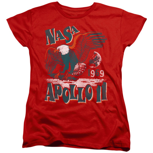 Image for NASA Womans T-Shirt - Apollo 11 on Red