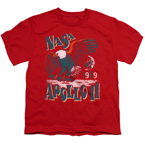 Image for NASA Youth T-Shirt - Apollo 11 on Red