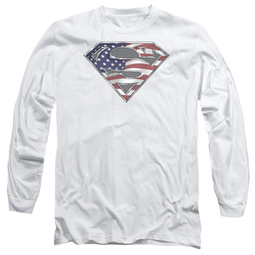 Image for Superman Long Sleeve T-Shirt - All American Shield on White