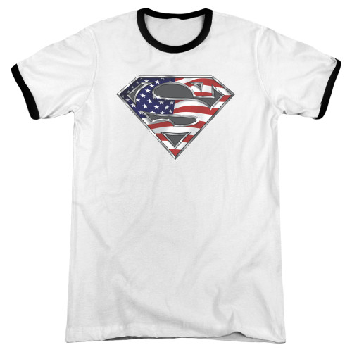 Image for Superman Ringer - All American Shield on White