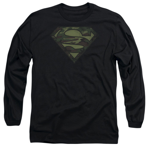 Image for Superman Long Sleeve T-Shirt - Camo Logo Distressed