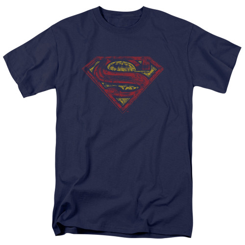 Image for Superman T-Shirt - S Shield Rough on Navy