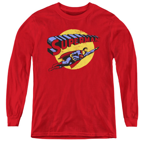 Image for Superman Youth Long Sleeve T-Shirt - Fly By