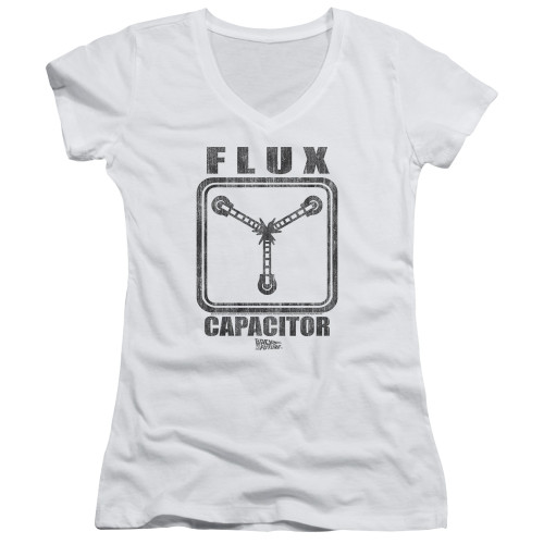 Image for Back to the Future Girls V Neck T-Shirt - Flux Capacitor on White