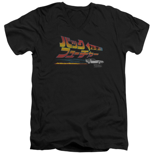 Image for Back to the Future V-Neck T-Shirt Japanese Delorean