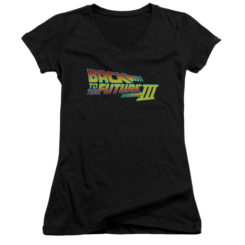 Image for Back to the Future Girls V Neck T-Shirt - BTTF III Logo