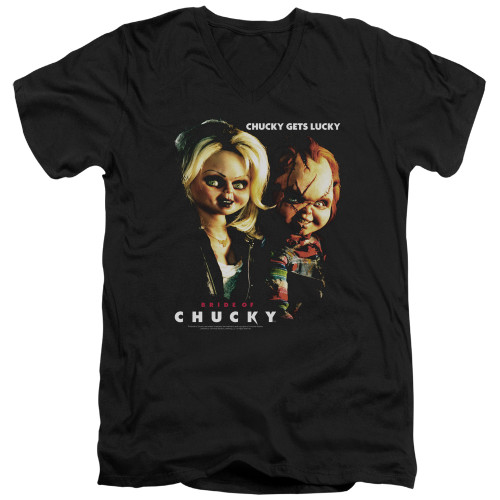 Image for Bride of Chucky V-Neck T-Shirt Chucky Gets Lucky