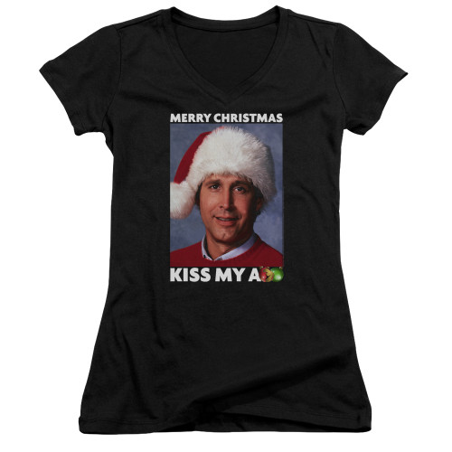 Image for Christmas Vacation Girls V Neck T-Shirt - Merry Kiss
