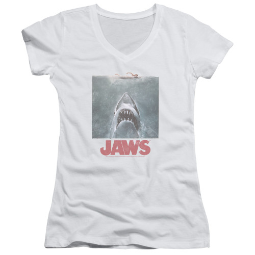 Image for Jaws Girls V Neck T-Shirt - Distressed Jaws