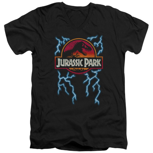 Image for Jurassic Park V-Neck T-Shirt Lightning Logo
