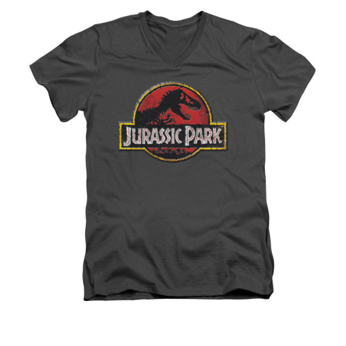 Jurassic Park V-Neck T-Shirt - Stone Logo