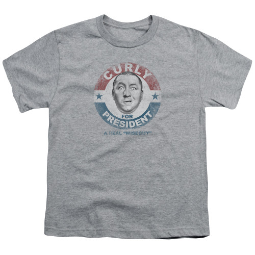 Image for The Three Stooges Youth T-Shirt - Curly For President A Real Wiseguy