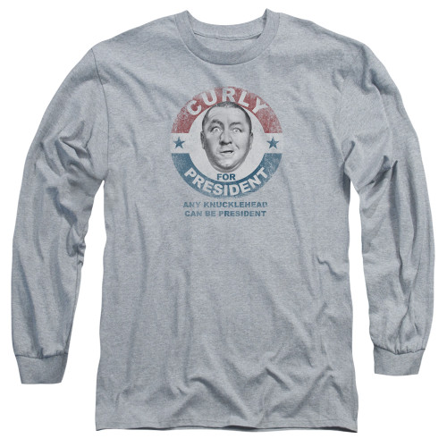 Image for The Three Stooges Long Sleeve T-Shirt - Curly For President Knucklehead