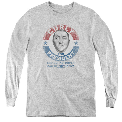 Image for The Three Stooges Youth Long Sleeve T-Shirt - Curly For President Knucklehead
