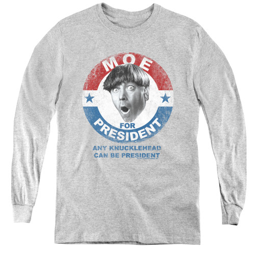 Image for The Three Stooges Youth Long Sleeve T-Shirt - Moe For President