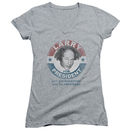 Image for The Three Stooges Girls V Neck T-Shirt - Larry For President