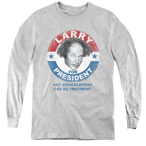 Image for The Three Stooges Youth Long Sleeve T-Shirt - Larry For President