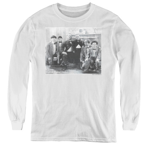 Image for The Three Stooges Youth Long Sleeve T-Shirt - Hello