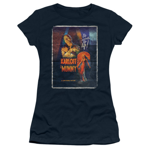 Image for Universal Monsters Girls T-Shirt - Mummy One Sheet on Navy