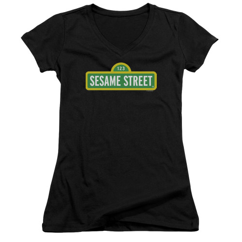 Image for Sesame Street Girls V Neck T-Shirt - Sesame Street Logo