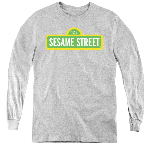 Image for Sesame Street Youth Long Sleeve T-Shirt - Sesame Street Logo on Grey