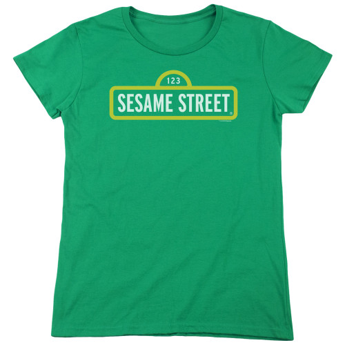 Image for Sesame Street Woman's T-Shirt - Sesame Street Logo on Green