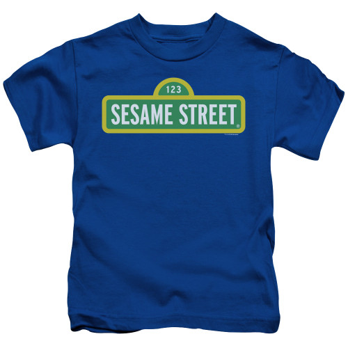 Image for Sesame Street Kids T-Shirt - Sesame Street Logo on Blue