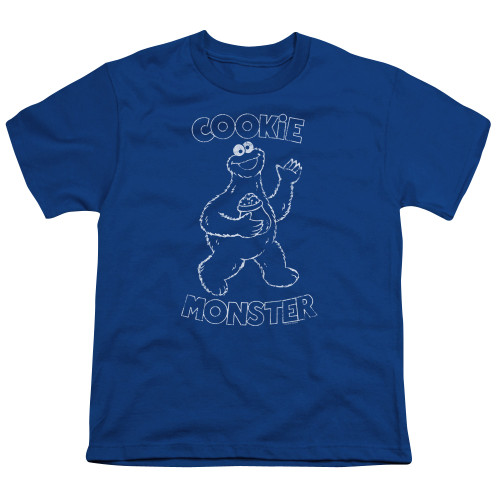 Image for Sesame Street Youth T-Shirt - Simple Cookie on Blue