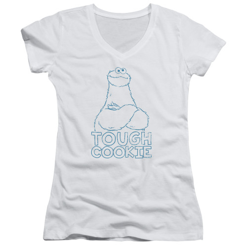 Image for Sesame Street Girls V Neck T-Shirt - Tough Cookie on White