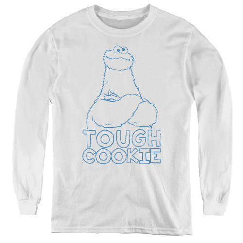 Image for Sesame Street Youth Long Sleeve T-Shirt - Tough Cookie on White