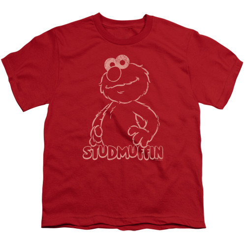 Image for Sesame Street Youth T-Shirt - Studmuffin on Red