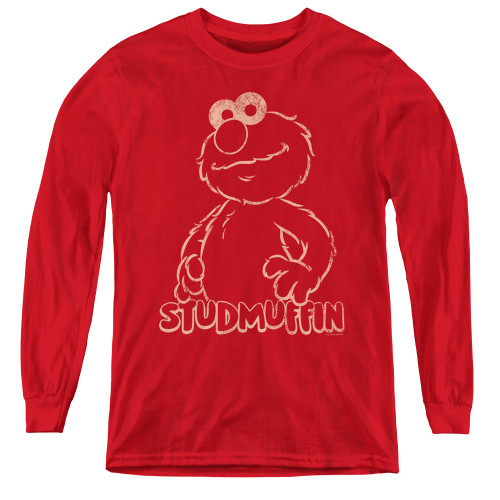 Image for Sesame Street Youth Long Sleeve T-Shirt - Studmuffin on Red