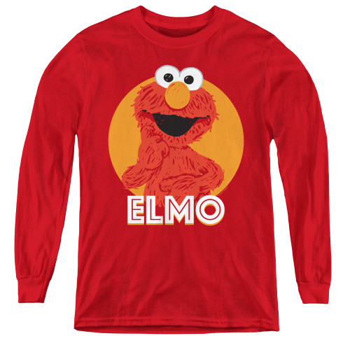 Image for Sesame Street Youth Long Sleeve T-Shirt - Elmo Scribble on Red
