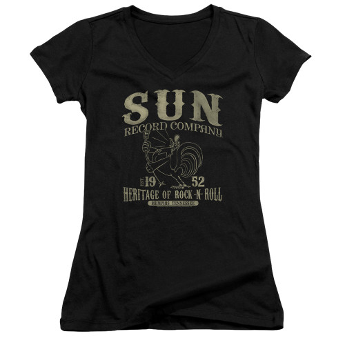 Image for Sun Records Girls V Neck T-Shirt - Rockabilly Bird