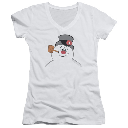 Image for Frosty the Snowman Girls V Neck T-Shirt - Frosty Face