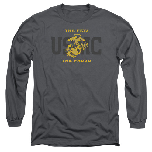 Image for U.S. Marine Corps Long Sleeve T-Shirt - Split Tag on Charcoal