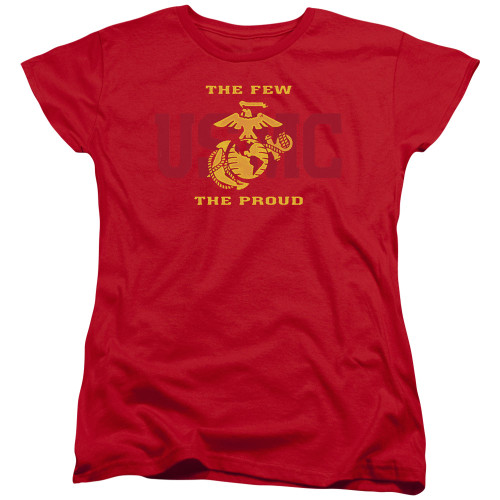 Image for U.S. Marine Corps Woman's T-Shirt - Split Tag on Red