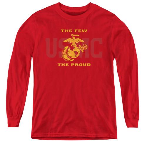 Image for U.S. Marine Corps Youth Long Sleeve T-Shirt - Split Tag on Red