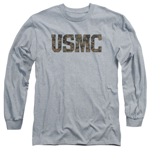 Image for U.S. Marine Corps Long Sleeve T-Shirt - USMC Camo Fill on Grey