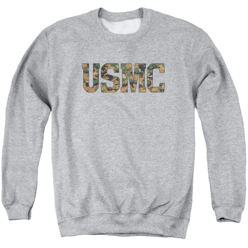 Image for U.S. Marine Corps Crewneck - USMC Camo Fill on Grey
