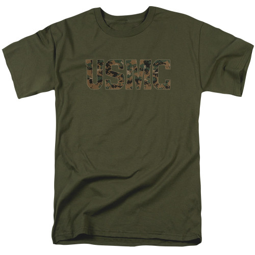 Image for U.S. Marine Corps T-Shirt - USMC Camo Fill on Green